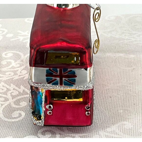 London Double-Decker Bus Glass Christmas Ornament 6" Visit Kensington Palace Red - Picture 4 of 7